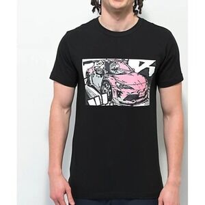 Shinya Burnout Drift Car Anime Graphic T- shirt Black Size L 100% Cotton